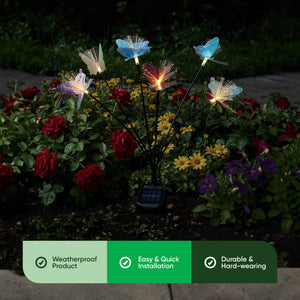 Solar Iridescent Butterfly Stake Light – 6 Butterfly Warm White LED Garden Light