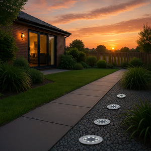 Pack of 4 Solar Deck Lights – White LED Outdoor Lights