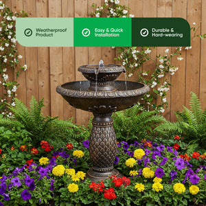 Solar Bird Bath – Imperial Bird Bath Fountain with LED Lights & Battery Backup
