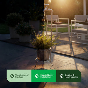 Solar Watering Tap with Cascade Lights – Warm White LED Garden Feature Light