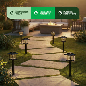 Pack of 6 Illuminated Solar Path Stake Lights – Warm White LED Garden Lights