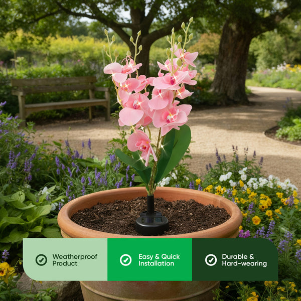 Solar Orchid Stake Light – 30 Warm White LED Garden Light