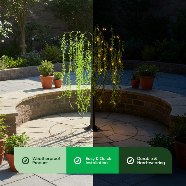 1.5m Grand Willow Tree Solar Lights – 120 Warm White LED Garden Feature Light