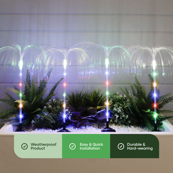 Pack of 4 Solar Jellyfish Stake Lights – Colour Changing LED Garden Lights