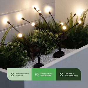 Pack of 2 Solar Firefly Stake Lights – Warm White LED Garden Lights