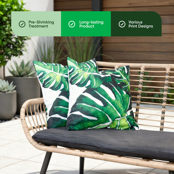 Pair of Outdoor Scatter Cushions – Banana Leaf Design