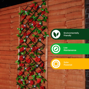 Solar Garden Trellis – Red Flower Trellis with LED Lights