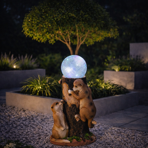 Solar Meerkat Colour Changing Ball Light – LED Crackle Globe Garden Ornament