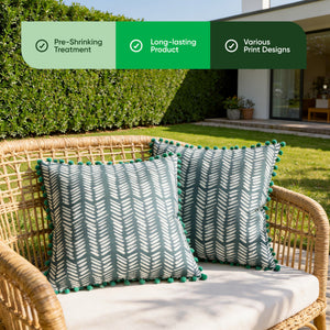 Pair of Outdoor Scatter Cushions – Teal Fern Design