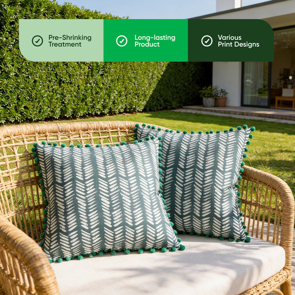 Pair of Outdoor Scatter Cushions – Teal Fern Design