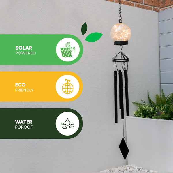 Solar Wind Chime – Crackle Ball LED Hanging Light