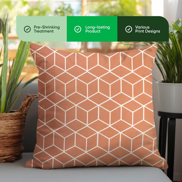 Pair of Outdoor Scatter Cushions – Orange Cube Design