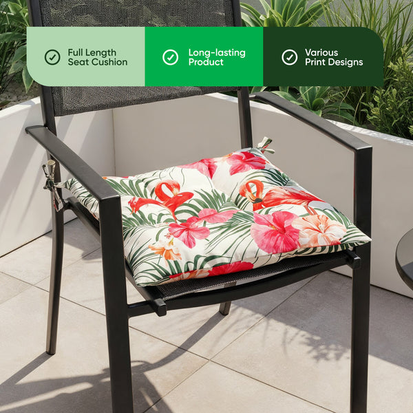 Pair of Outdoor Seat Pads - Flamingo Design Chair Cushions