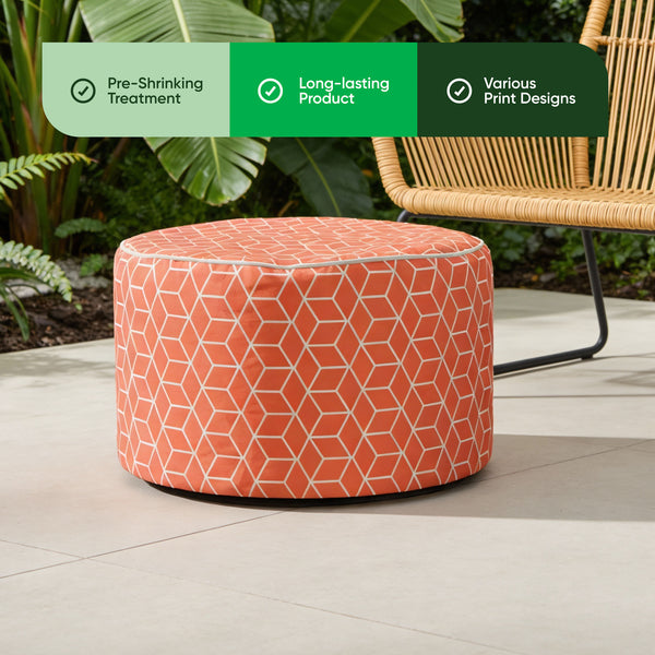 Outdoor Pouf Ottoman – Terracotta Cube Inflatable Footstool