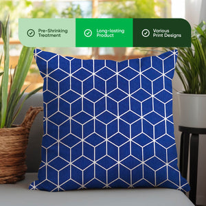 Pair of Outdoor Scatter Cushions – Blue Cube Design