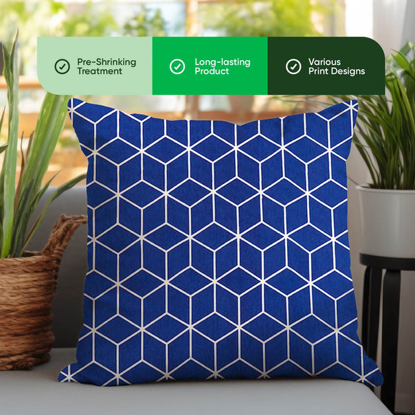Pair of Outdoor Scatter Cushions – Blue Cube Design