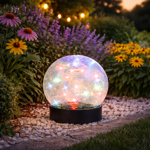 Solar Crackle Ball Light – Multi-Coloured 15cm LED Globe