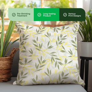 Pair of Outdoor Scatter Cushions - Green/Grey Leaf Design