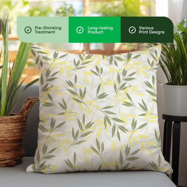 Pair of Outdoor Scatter Cushions - Green/Grey Leaf Design