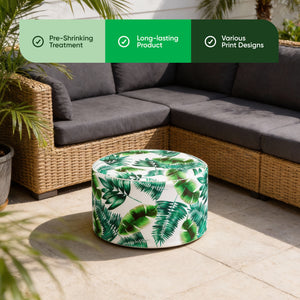 Outdoor Pouf Ottoman – Botanical Green Palm Inflatable Footstool