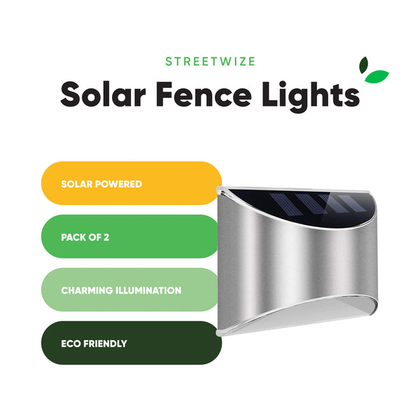Pack of 2 Solar Fence Lights – Lucent LED Wall Lights
