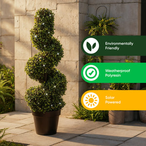 Solar Faux Plant – Twist Topiary Tree in Pot with 100 LED Lights