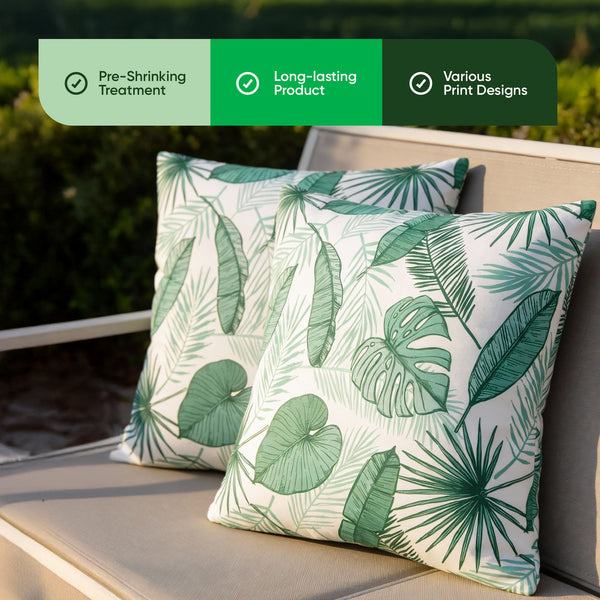 Pair of Outdoor Scatter Cushions – Botanical Leaf Design