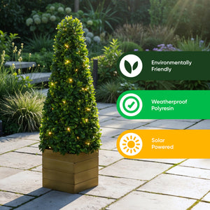 Solar Faux Plant – Obelisk Topiary with 100 LED Lights