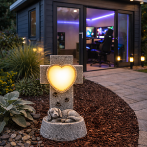 Solar Garden Ornament – Dog Memorial Light with LED Heart