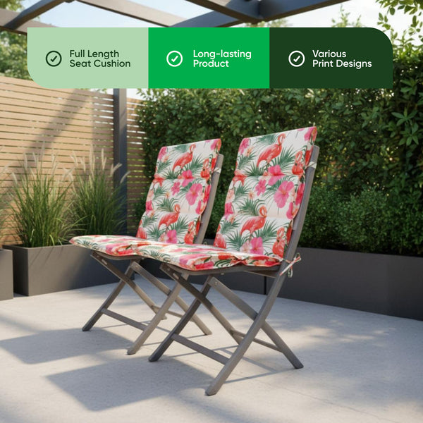 Pair of Outdoor Seat Cushions – Flamingo Full Length Chair Pads