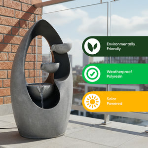 Solar Water Feature – Infinity Loop Fountain with LED Lights & Battery Backup