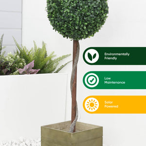 Solar Faux Plant – Bay Ball Tree in Pot with 100 LED Lights
