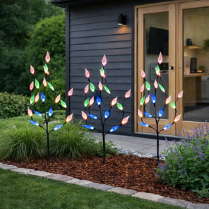 Pack of 3 Multi-Coloured LED Solar Tree Lights – Outdoor Garden Stake Lights