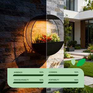 Solar Wall Planter with LED Light – Modern Metal Hanging Planter