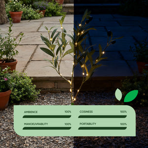 Solar Olive Tree Stake Light – Warm White LED Garden Light