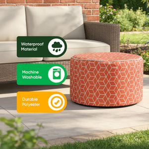 Outdoor Pouf Ottoman – Terracotta Cube Inflatable Footstool