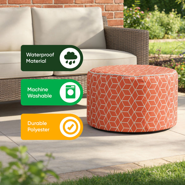 Outdoor Pouf Ottoman – Terracotta Cube Inflatable Footstool