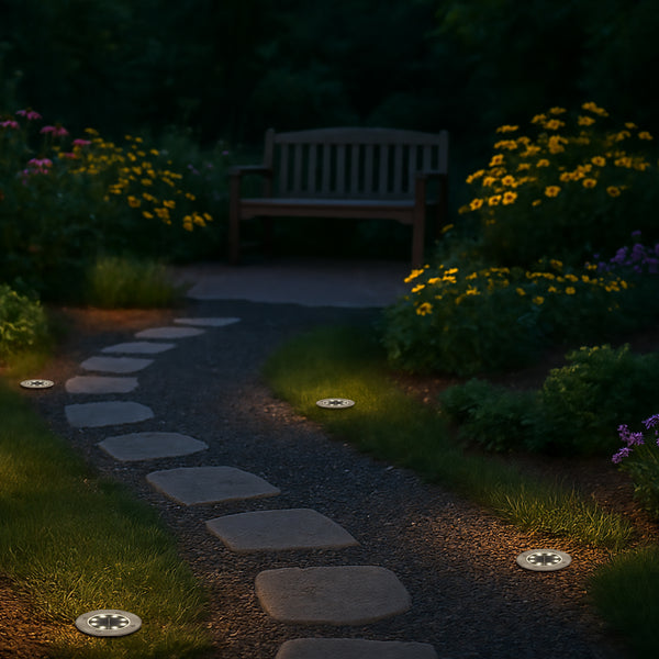 Pack of 4 Solar Deck Lights – White LED Outdoor Lights