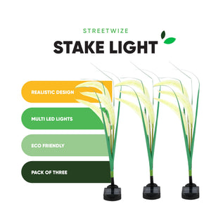 Pack of 3 Solar Setaria Viridis Stake Lights – Decorative Grass Effect LED Garden Lights