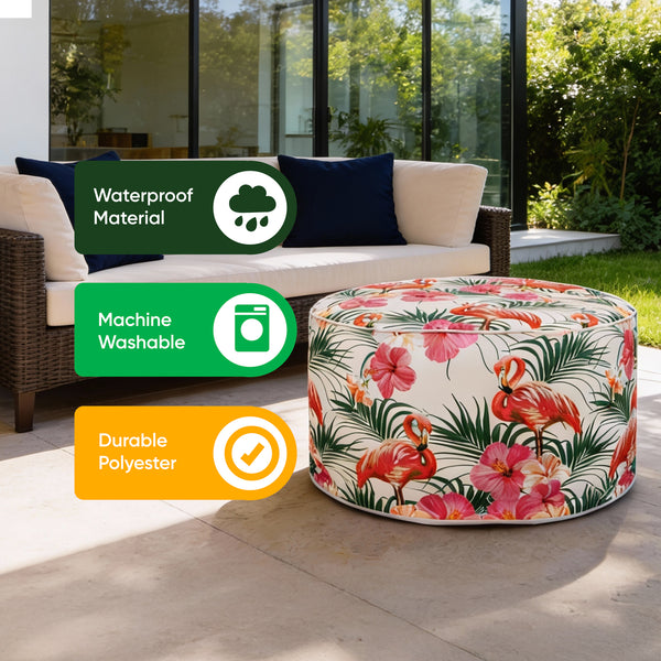 Outdoor Pouf Ottoman - Flamingo Inflatable Footstool