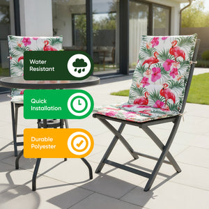 Pair of Outdoor Seat Cushions – Flamingo Full Length Chair Pads