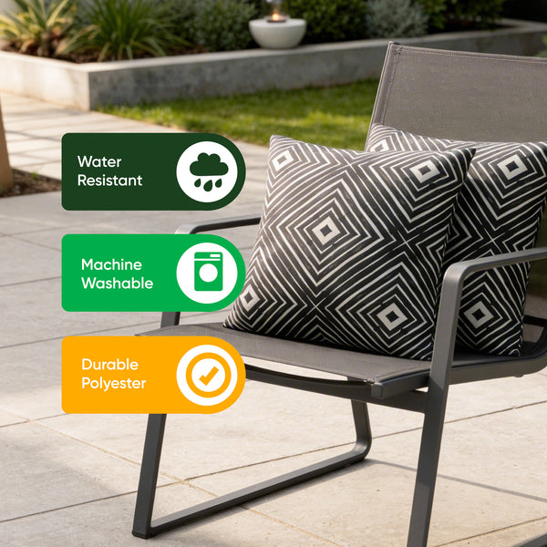 Pair of Outdoor Scatter Cushions – Aztec Diamond Design