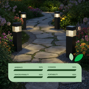 Pack of 4 Rattan Style Solar Stake Lights – White LED Garden Path Lights