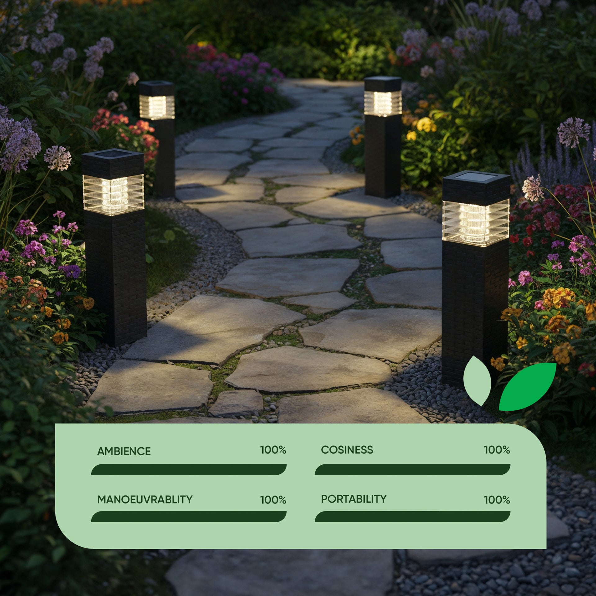Solar Rattan Stake Pack of 4 Rattan Style Solar Stake Lights – White LED Garden Path Ligh
