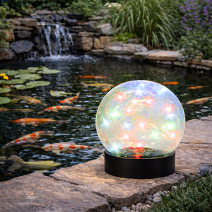 Solar Crackle Ball Light – Multi-Coloured 15cm LED Globe