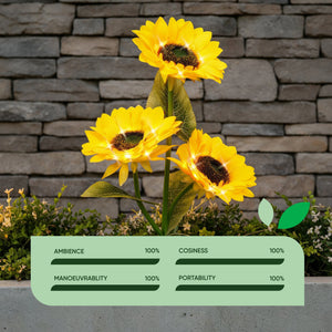 Pack of 2 Sunflower Solar Stake Lights with 3 Warm White LED Garden Lights