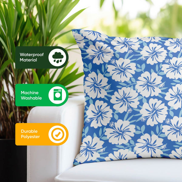 Pair of Outdoor Scatter Cushions – Blue Hawaiian Design
