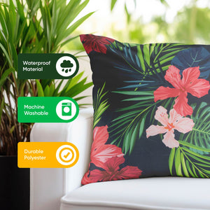 Pair of Outdoor Scatter Cushions – Tropical Leaf Design