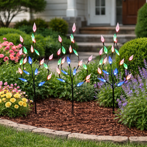 Pack of 3 Multi-Coloured LED Solar Tree Lights – Outdoor Garden Stake Lights