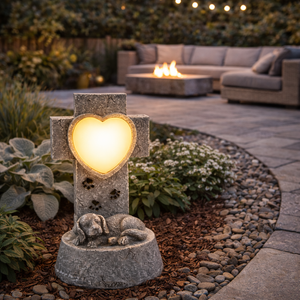 Solar Garden Ornament – Dog Memorial Light with LED Heart